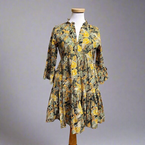 Oliphant green and tan print dress, size S - Picture 1 of 2